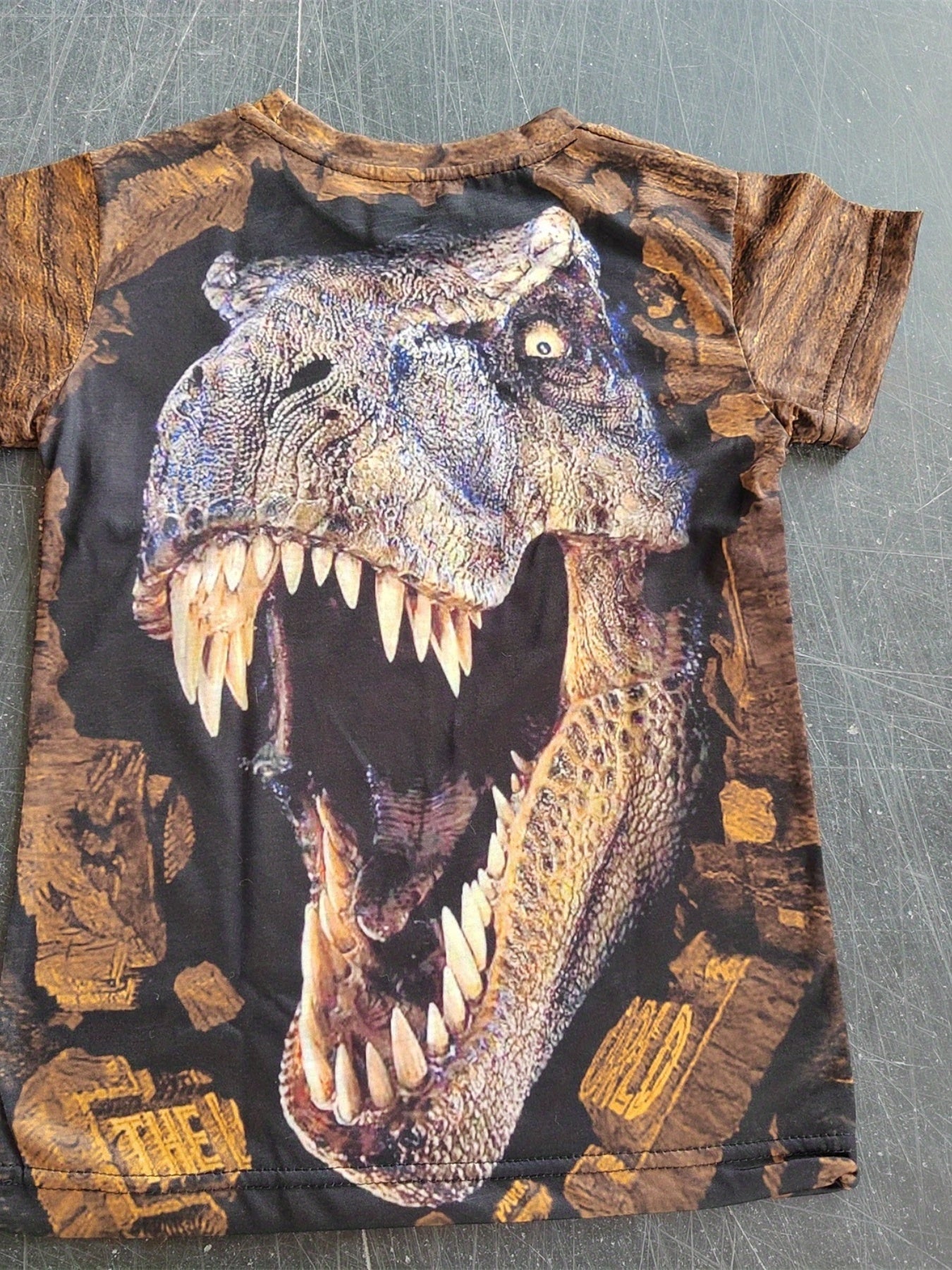 Kids Dinosaur Graphic T-shirt Short Sleeves Crew Neck