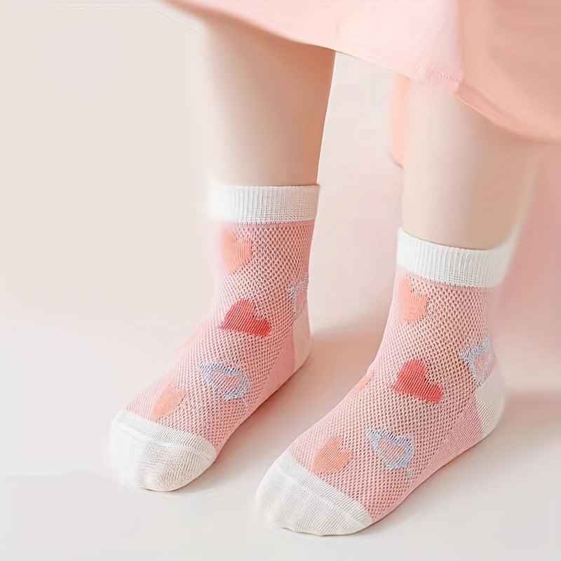 5 Pairs Cartoon Heart Knit Socks Girls Accessories