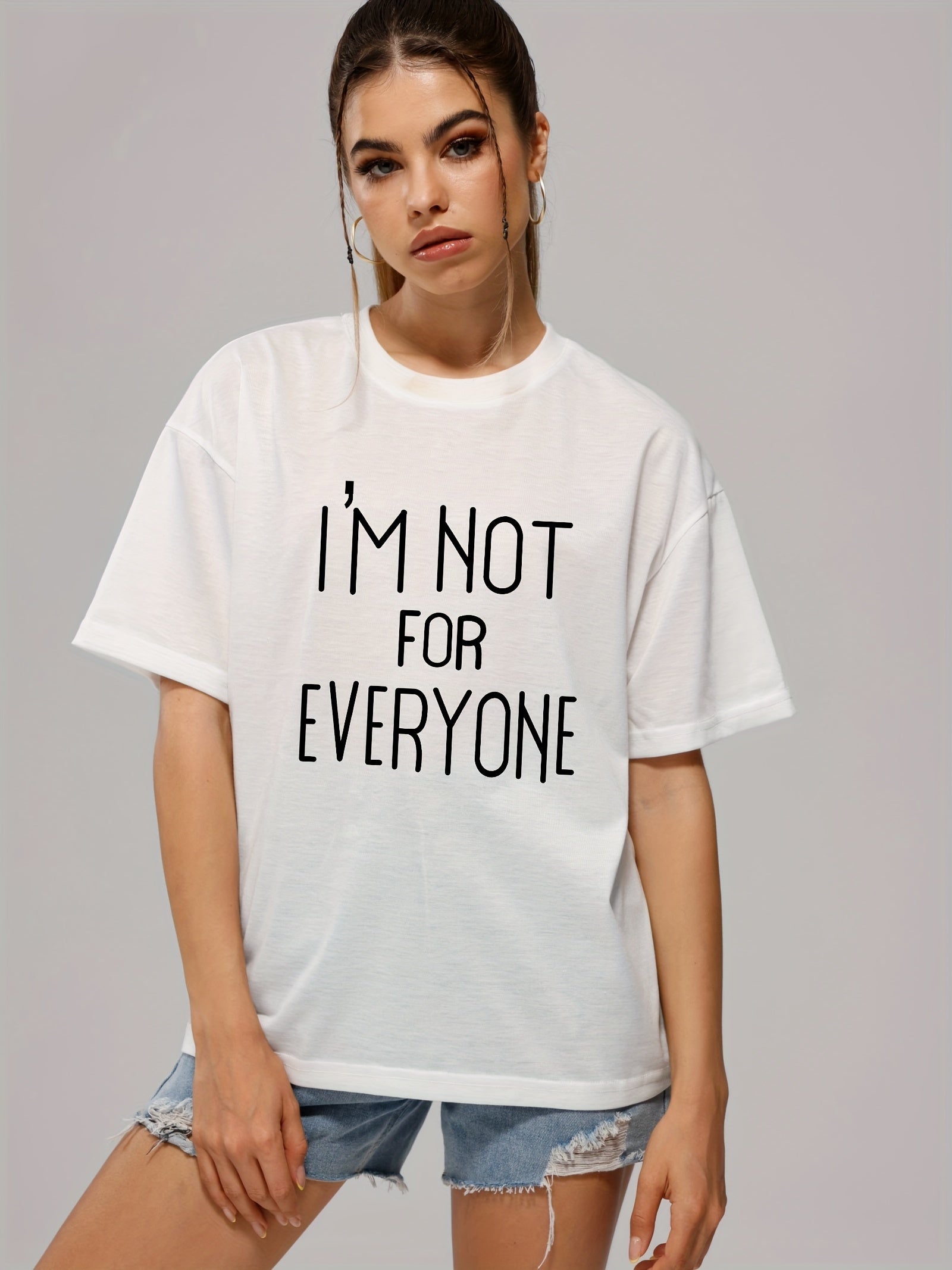 Stylish Letter Print Crew Neck Sports T Shirt for Women
