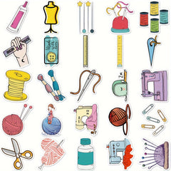 50pcs Sewing Tool Sticker DIY Decoration Waterproof Sticker