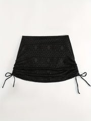 Geometric Pattern Lace Up Bikini Skirt
