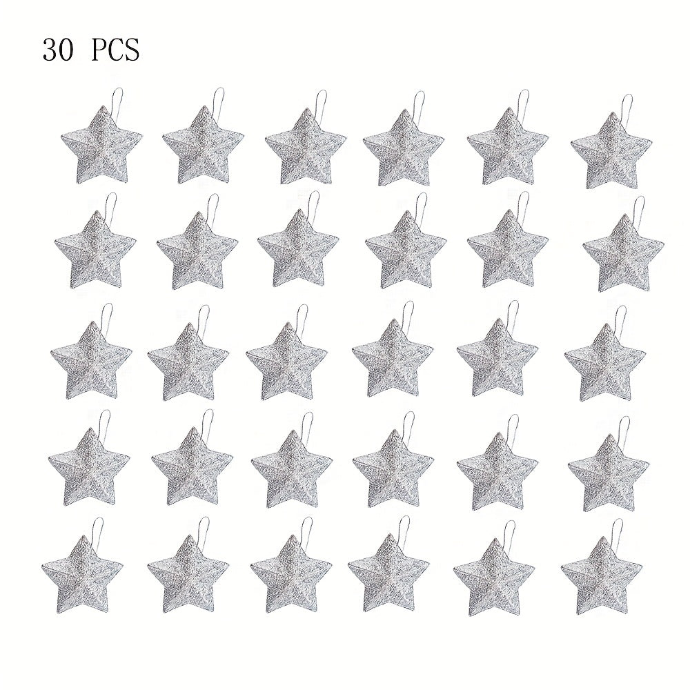 30pcs Golden Star Christmas Tree Decoration 2inch
