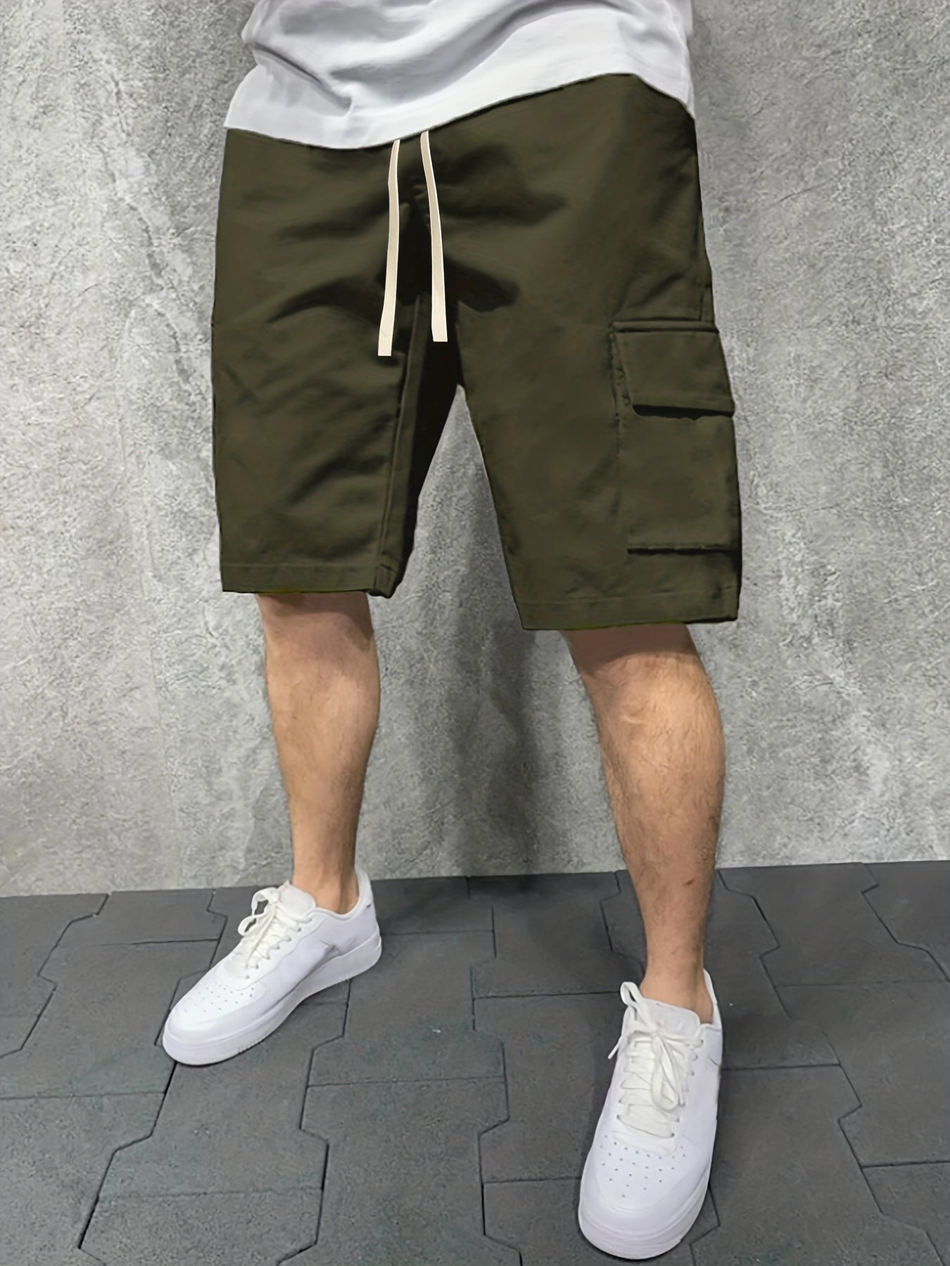 Men's Cargo Shorts Summer Casual Loose Waist Drawstring Shorts