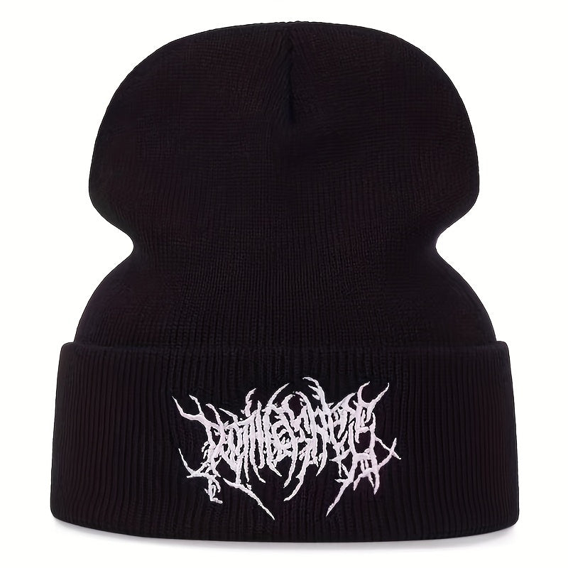 Gothic Style Letter Embroidery Knitted Hat Warm Hat