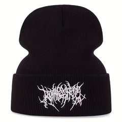 Gothic Style Letter Embroidery Knitted Hat Warm Hat