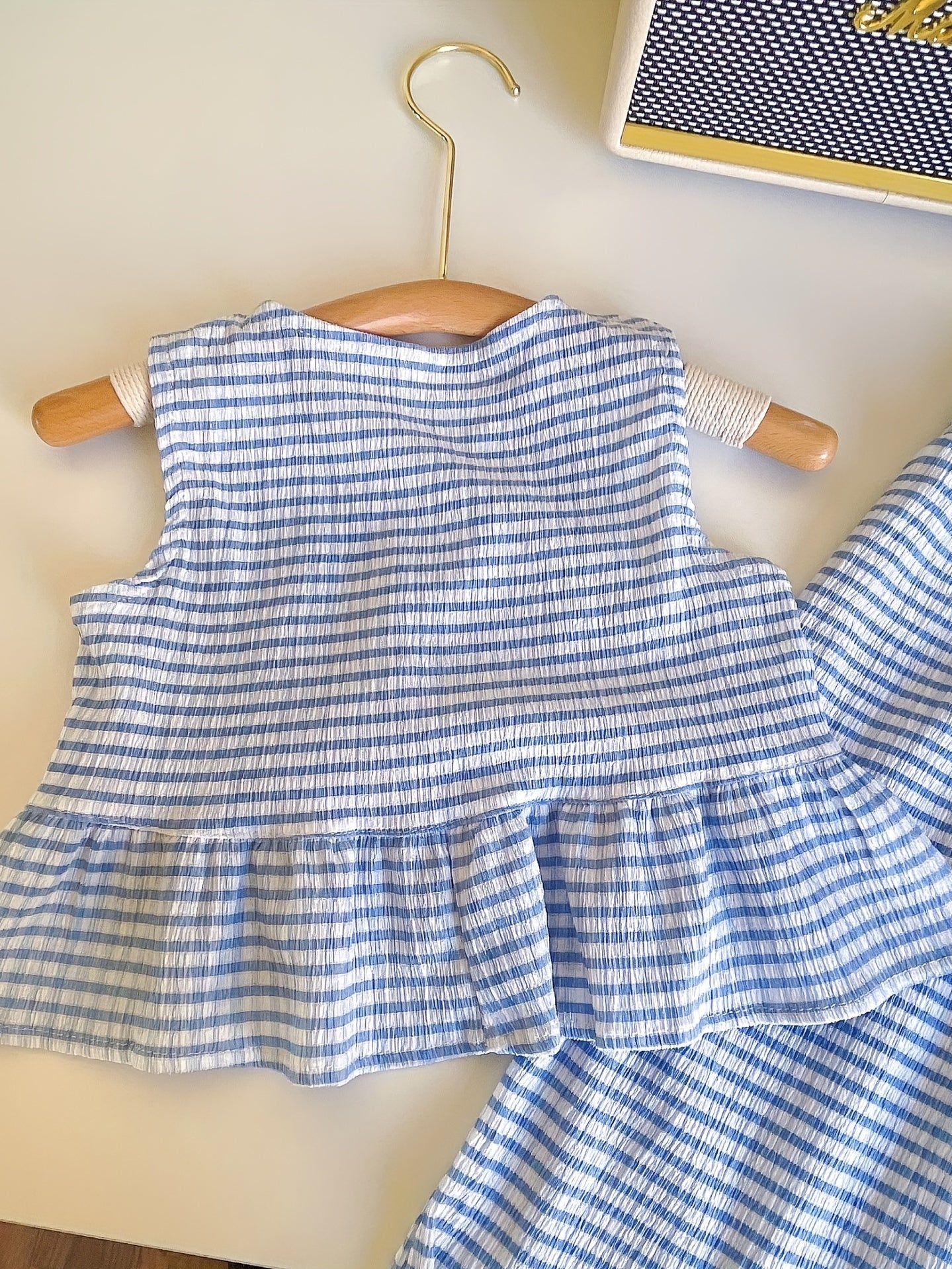 Girls Plaid Sleeveless Top & Pants Set for Summer Party