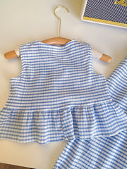 Girls Plaid Sleeveless Top & Pants Set for Summer Party