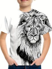 Boys' Comfy Lion Graphic T-Shirt for Summer Outings