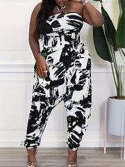 Graffiti Print Halter Neck Jumpsuit With Pockets