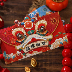 Year of the Dragon Chinese Zodiac Red Envelopes Set of 4 Lucky Gift