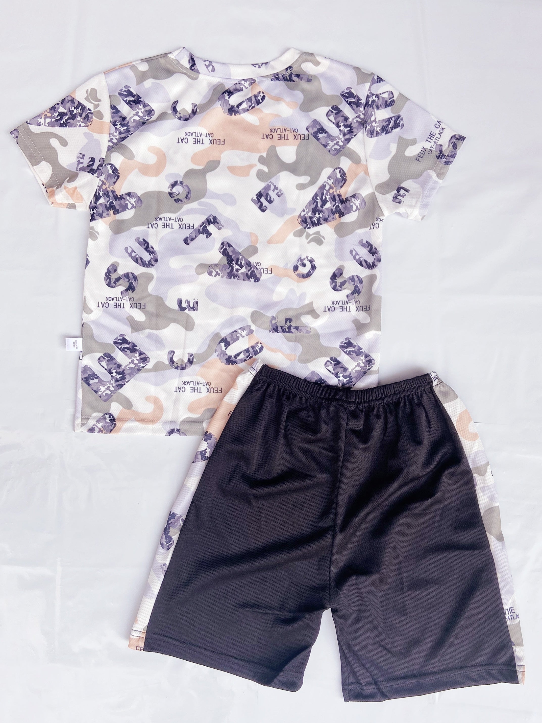 Boys Camo Outfit Round Neck T shirt & Shorts Summer Set