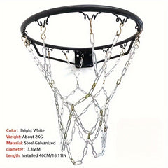 18in Steel Basketball Net Heavy Duty Replaceable S Hook Outdoor Courts