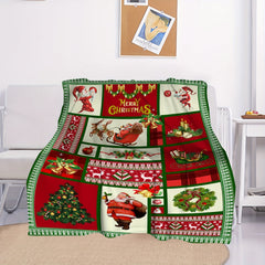 Christmas Bell Elk Plaid Blanket Winter Warm Flannel Blanket