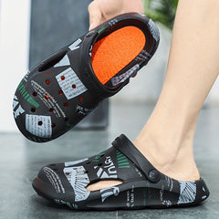 Women's Printed Clogs Comfy Hollow Out Non Slip Quick Drying Slides Shoes