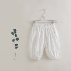 MARC&JANIE Girls Linen Capris Elastic Waist Cropped Pants