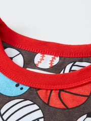 Baby Pajamas Football Basketball Print Set Crew Neck Long Sleeve Top & Pants