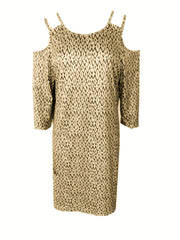Cold Shoulder Crew Neck Dress Half Sleeve Casual Dress