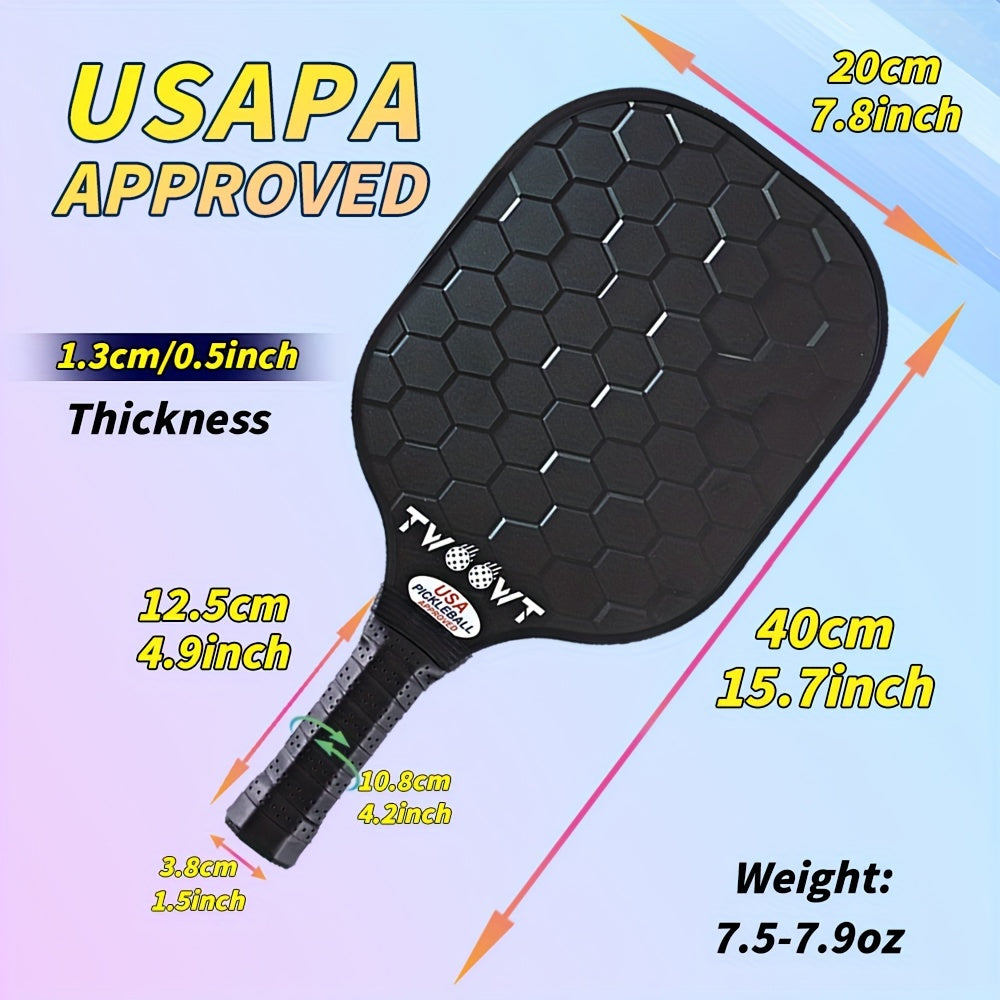 2pk Fiberglass Pickleball Paddles w/ Bags & 4 Balls Set