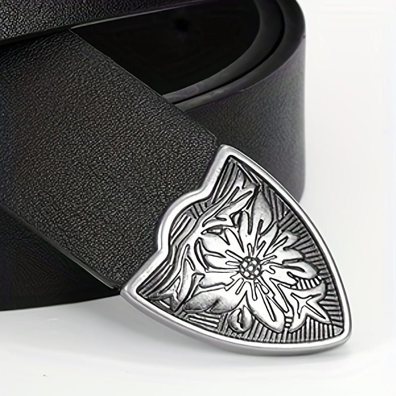 Vintage PU Leather Wide Belt Carved Buckle Plus Size Dress Girdle