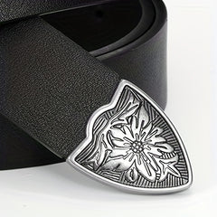Vintage PU Leather Wide Belt Carved Buckle Plus Size Dress Girdle