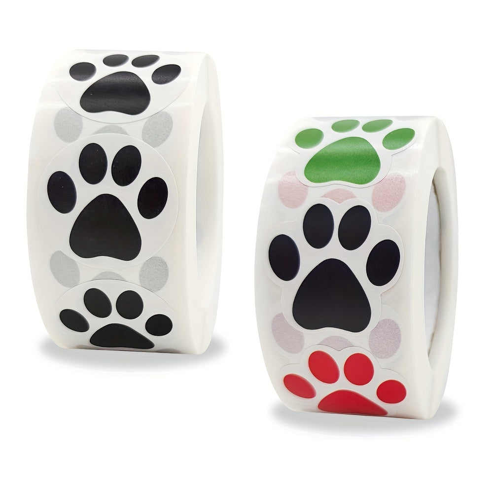 500 Dog Puppy Paw Prints Stickers Colorful Labels