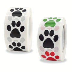 500 Dog Puppy Paw Prints Stickers Colorful Labels
