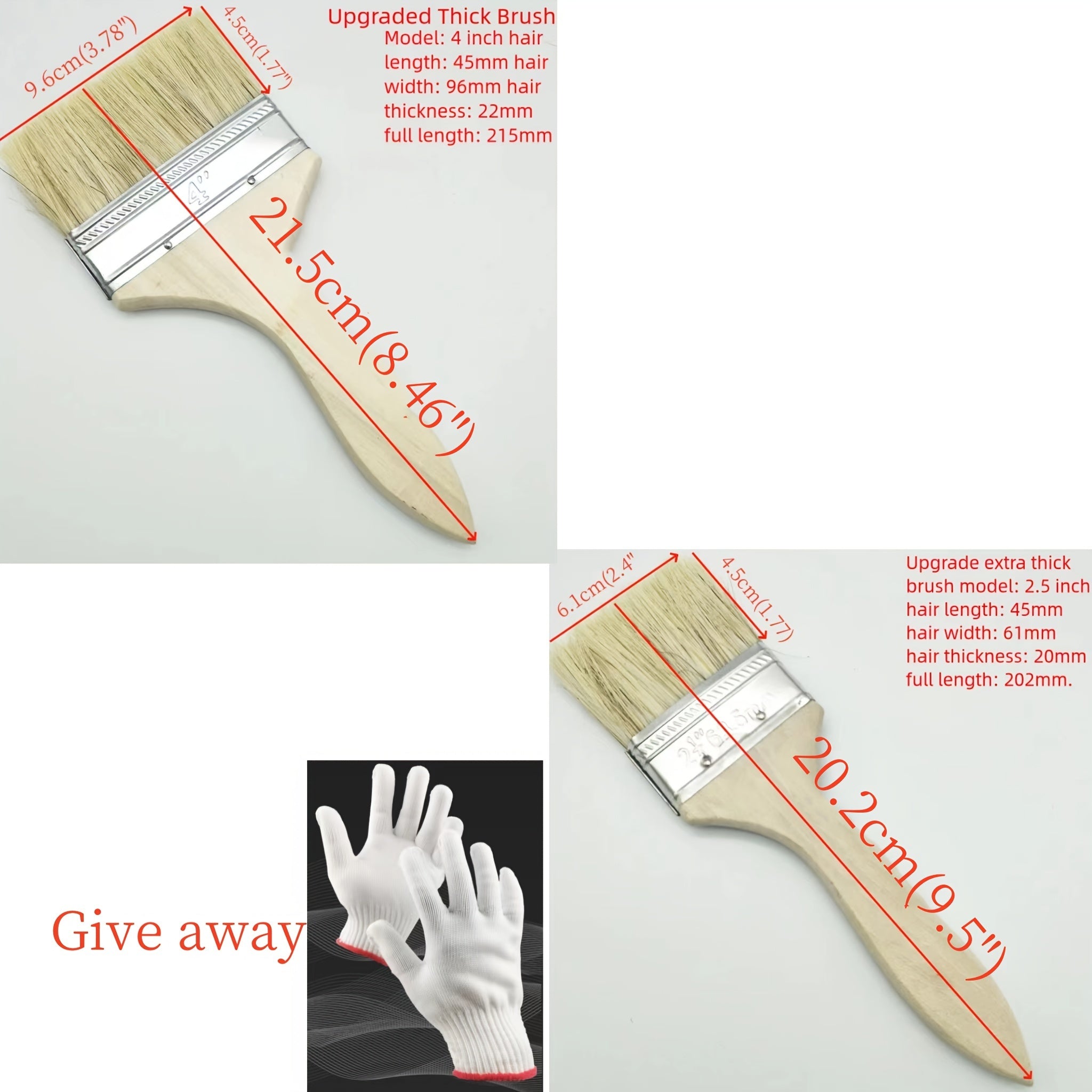 5pcs Thickened Wood Handle Paint Brush Bristle Cleaning Sweep Beauty Brush