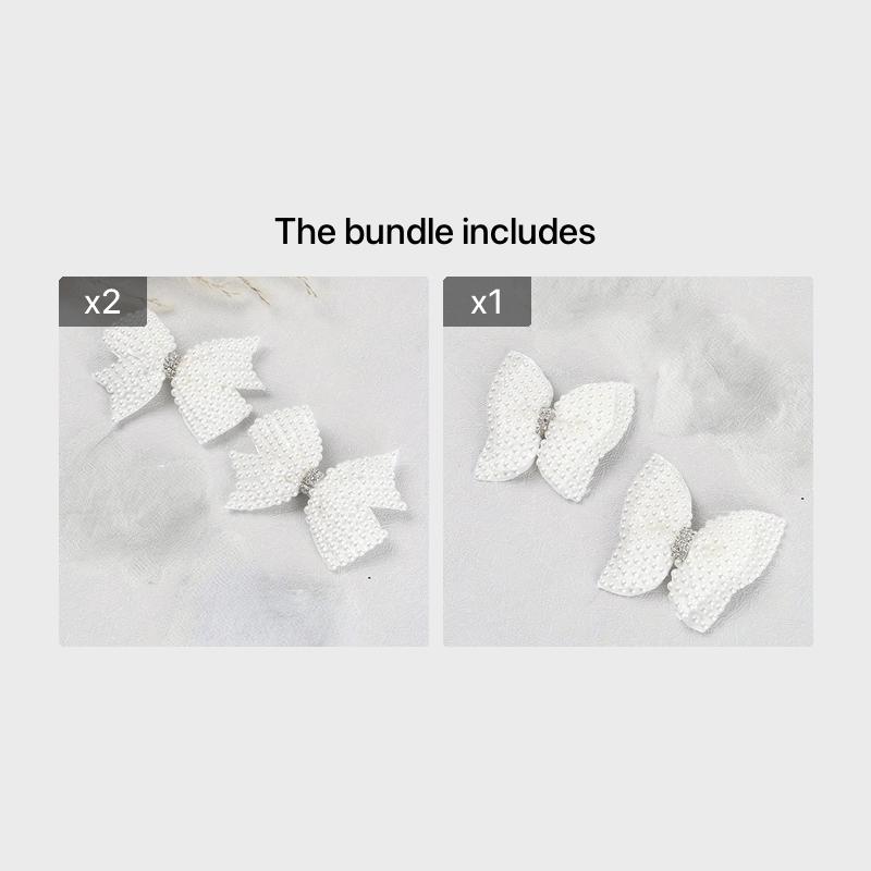 2pcs Faux Pearl Bow Hair Clips Set Decorative Hair Accessories Girls
