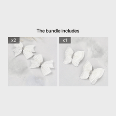 2pcs Faux Pearl Bow Hair Clips Set Decorative Hair Accessories Girls