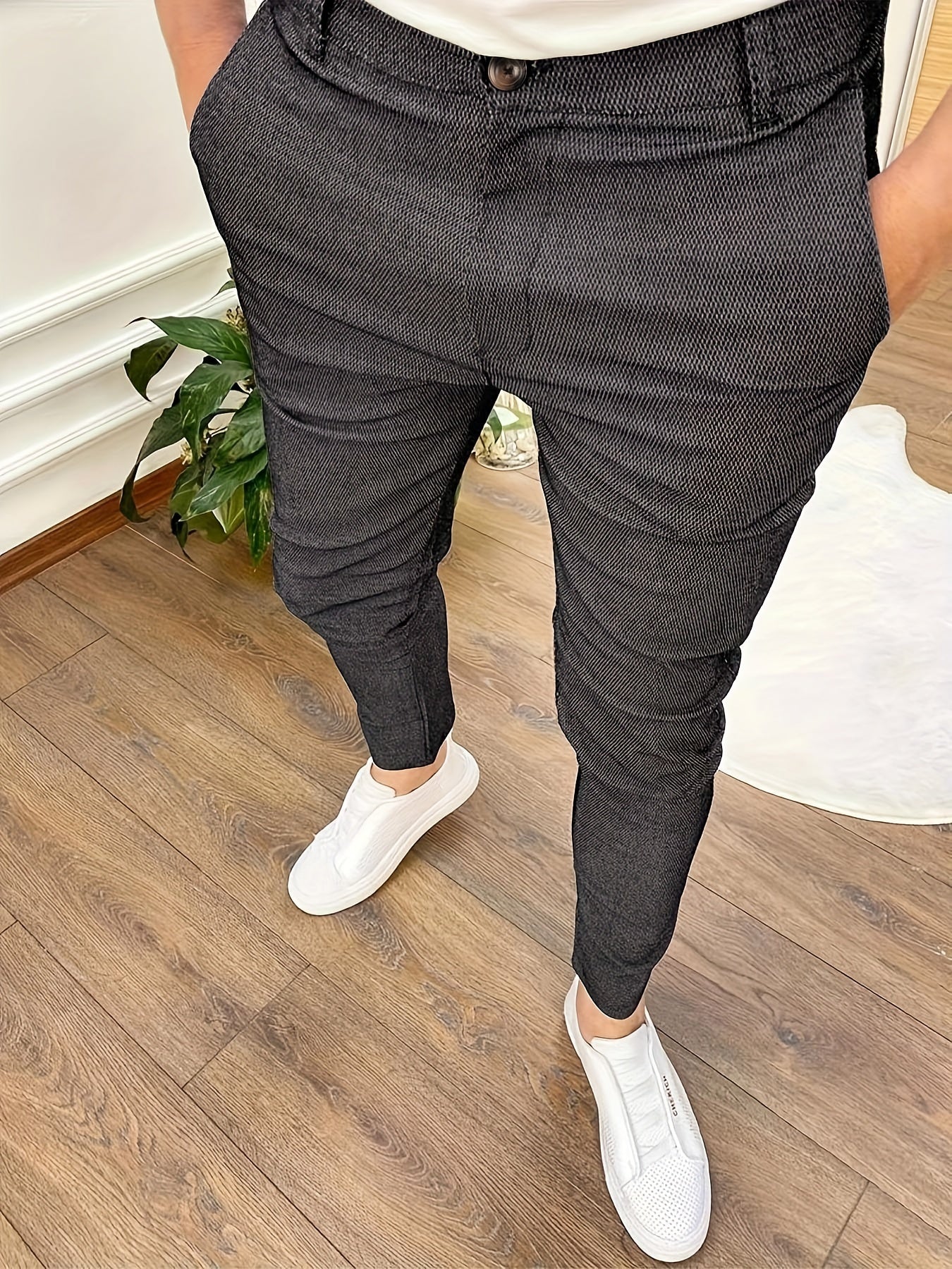 Men s Vintage Style Slim Fit Dress Pants for Business Party