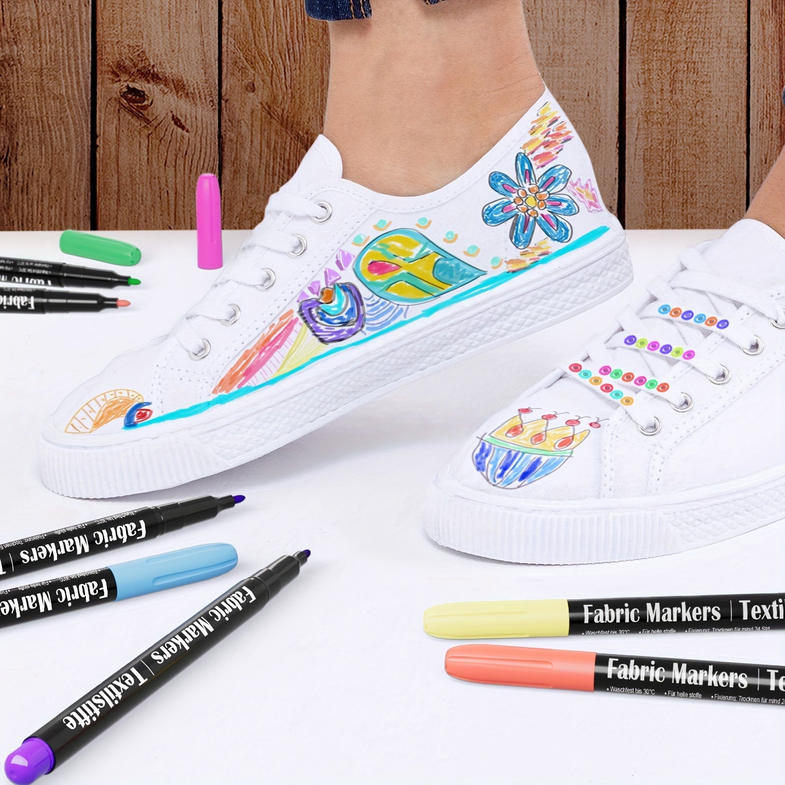 20pcs Fabric Markers Pens Set Non Toxic Permanent Paint Fine Point