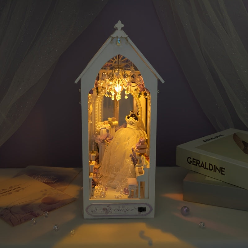 DIY Dollhouse Kit Wedding Scene with Chandelier & Floral Decor