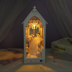 DIY Dollhouse Kit Wedding Scene with Chandelier & Floral Decor