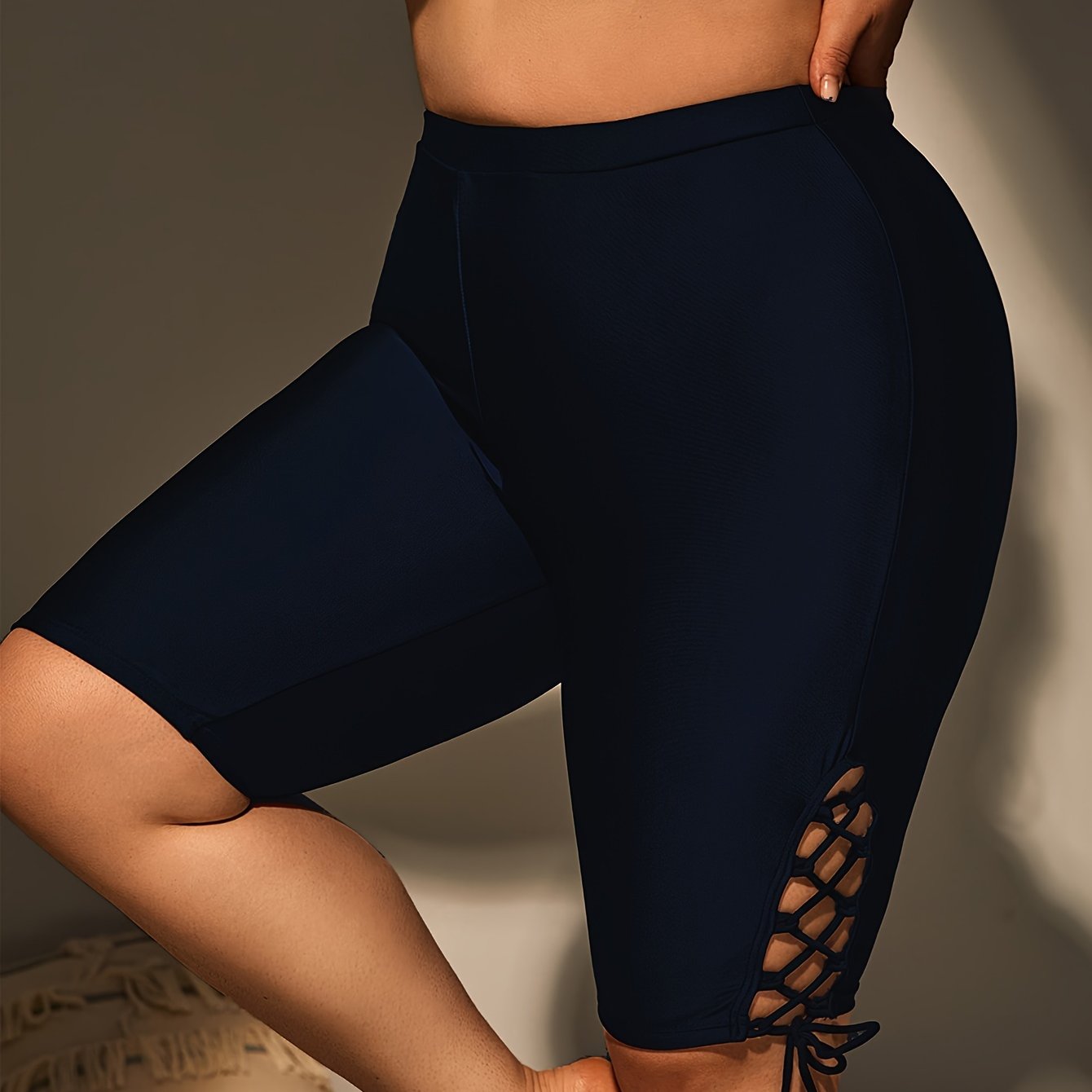 Retro Bikini Bottoms Lace Up High Waist Beachwear Shorts