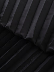 Pleated Maxi Skirt High Waist Casual Solid Color