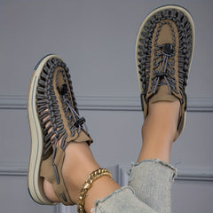 Woven Women's Casual Sandals Summer Breathable Closed Toe Hole Sandals