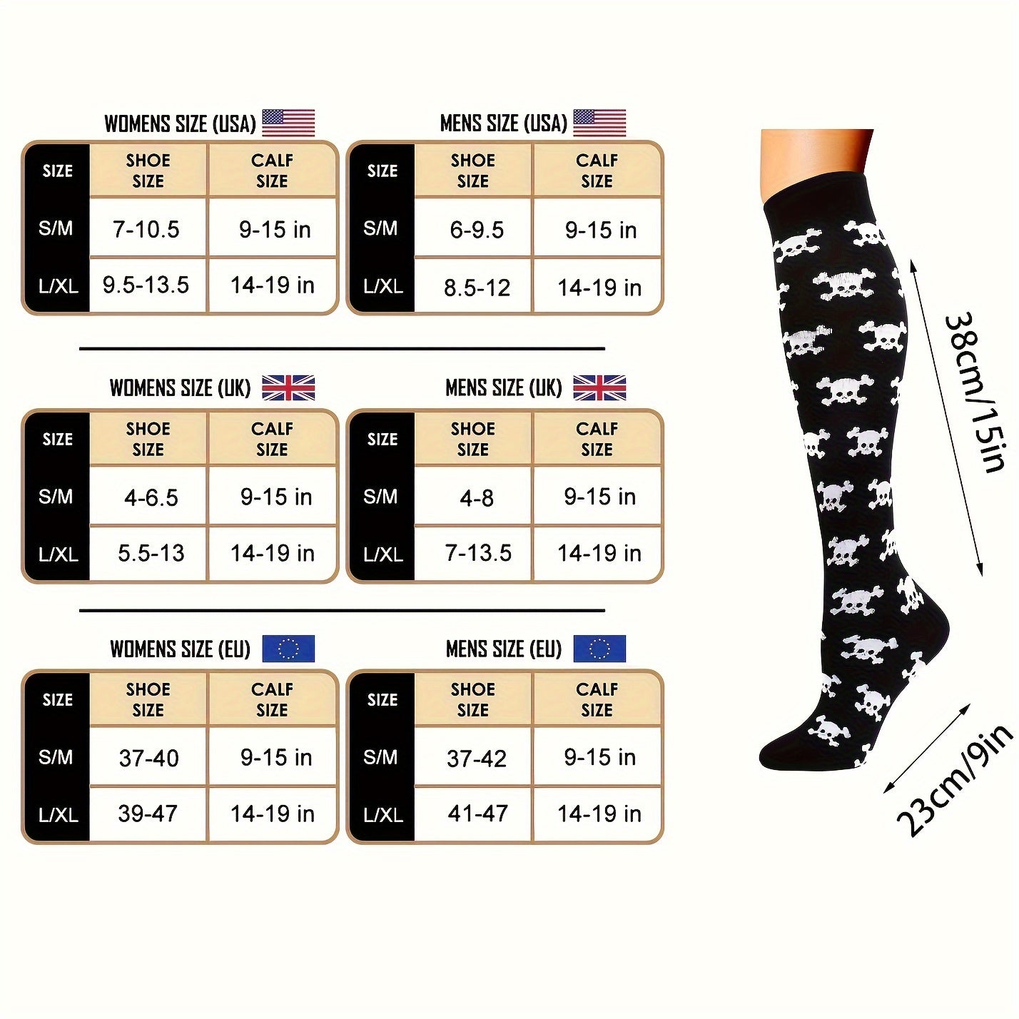 4 Pairs Compression Socks for Women & Men Knee High for Nurses Running