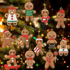 12pcs Christmas Gingerbread Man Ornaments Assorted Plastic Figurines