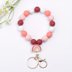 Cartoon Silicone Beaded Bracelet Keychain Decoration