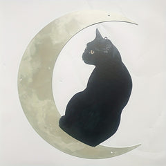 Cat Moon Hanging Metal Sign Decor Creative Halloween