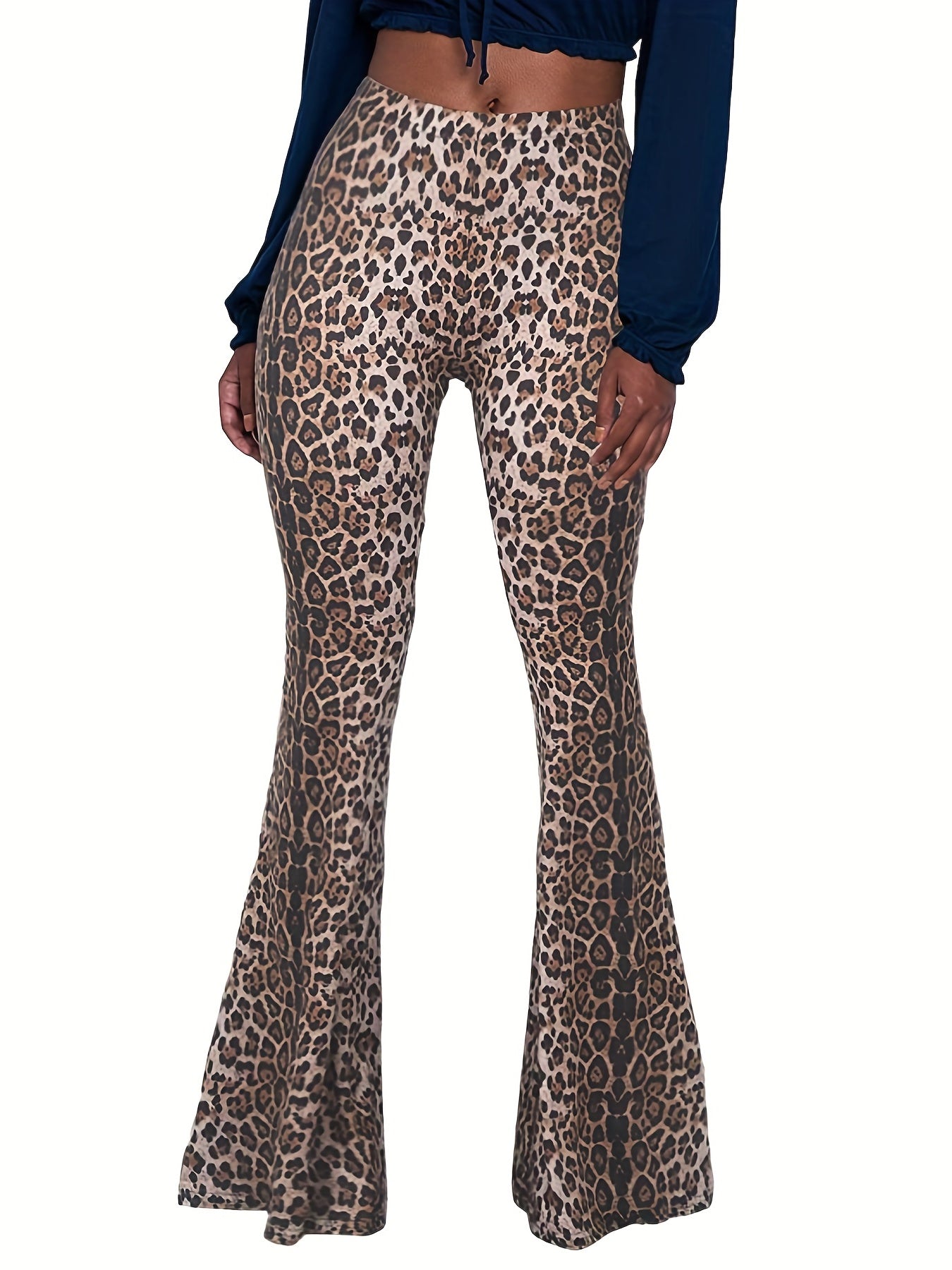Leopard Print Flare Leg High Waist Pants