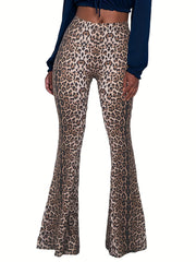 Leopard Print Flare Leg High Waist Pants