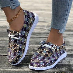 Print Walking Shoes Lightweight Low Top Travel Sport Flat Shoes Women's