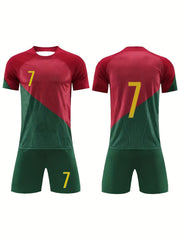 Boys Soccer Sports Outfit - Jersey & Breathable Shorts Set