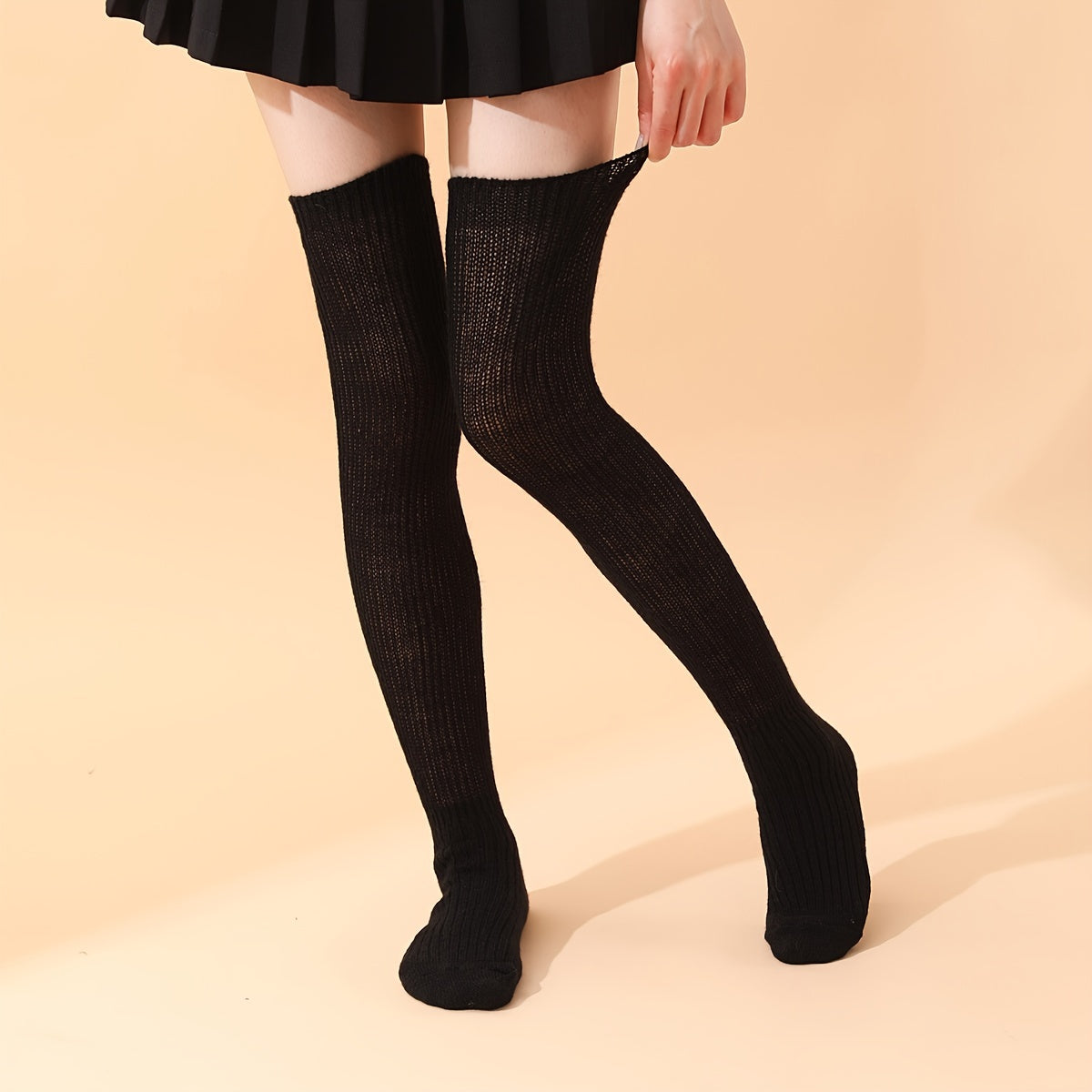Solid Thigh High Socks Women's Stockings & Hosiery