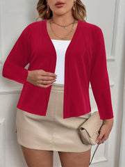 Solid Long Sleeve Open Front Cardigan