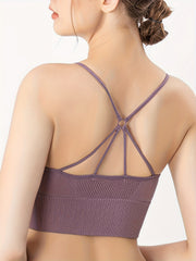Criss Cross Back Sports Bra Comfy & Breathable Yoga Wireless Bra