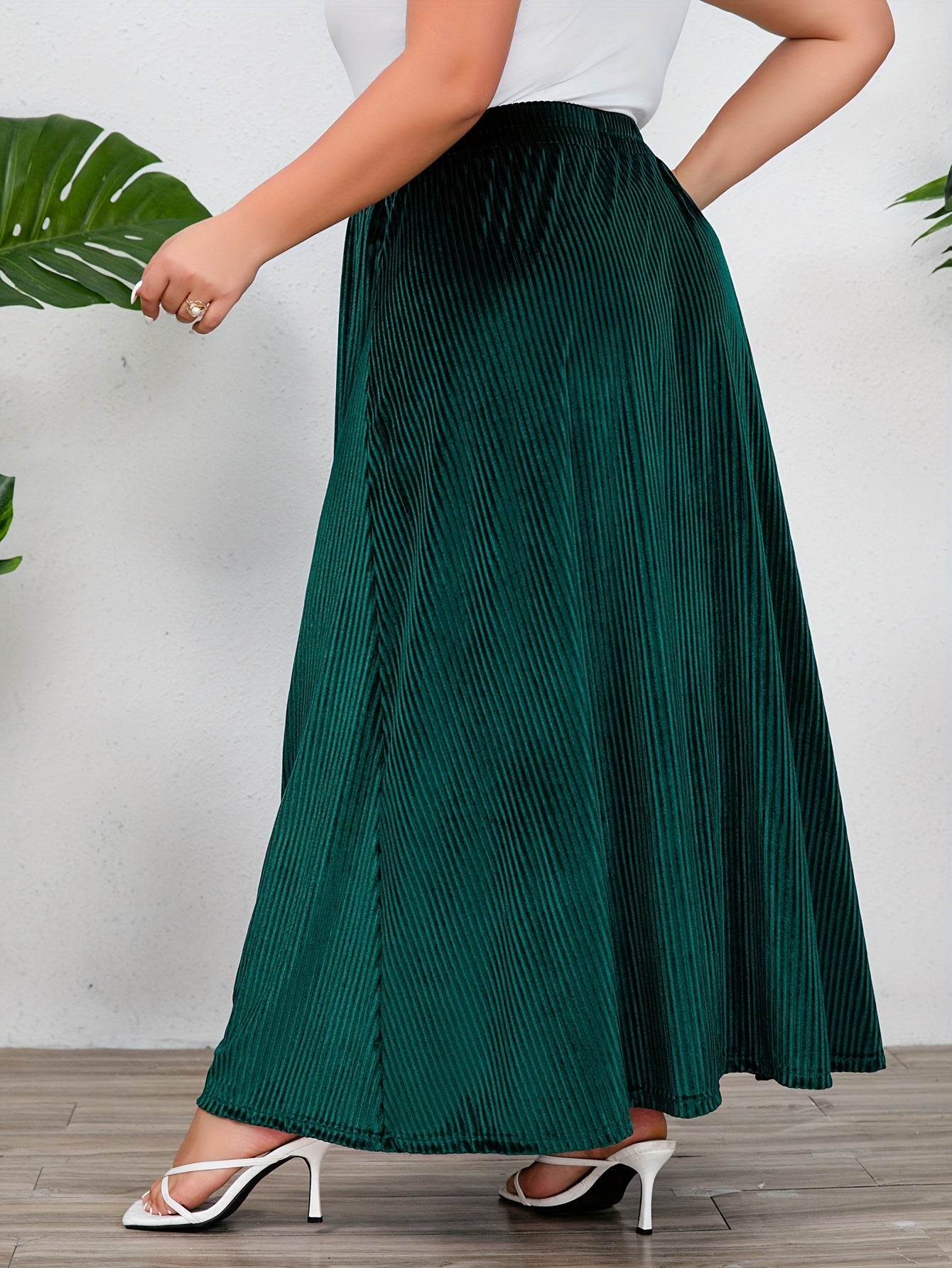 Women's Plus Size High Waisted Pleated Skirt for Fall & Winter