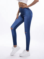 Denim Print Skinny Stretchy Leggings High Waist Yoga Leggings