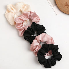 5pcs Satin Hair Tie Large Scrunchie Ponytail Hair Rope Solid Hair Accessories